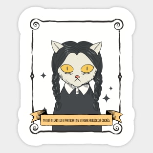 Wednesday Addams Funny Cat Sticker